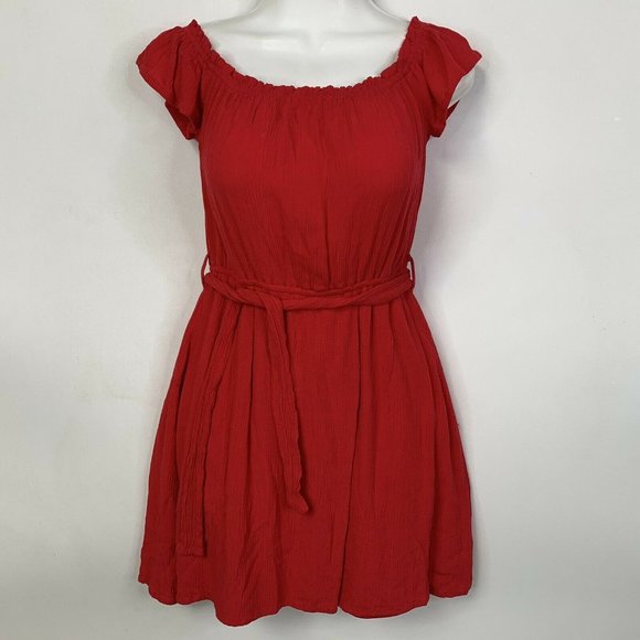 Guess Women Dress Size XS Red Pull‎ Over Belted Ela - Picture 1 of 8